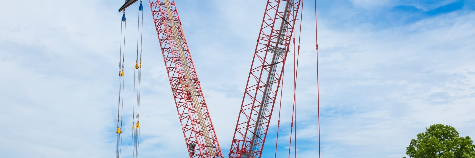 Construction site with the heavy machinery and workers